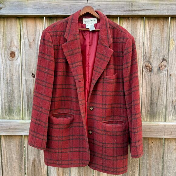 Vintage red plaid wool blaze - Picture 6 of 9